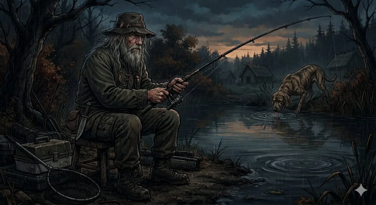 Ashen Mill Pond fishing artwork